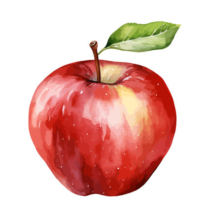 Red Apple Watercolor Clipart Vectorのイラスト素材