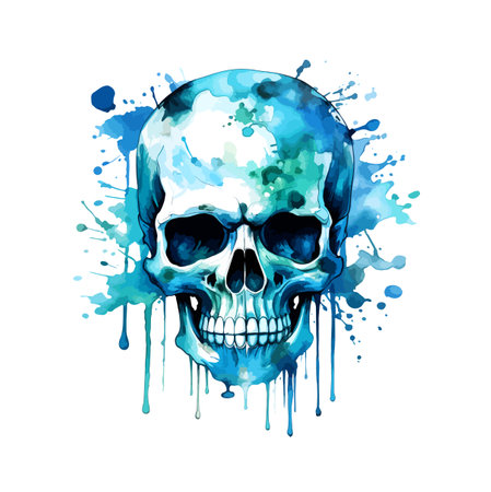 Skull Watercolor Clipart Vectorのイラスト素材