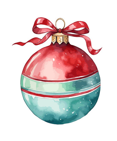 Christmas Ball Watercolor Clipart Vectorのイラスト素材