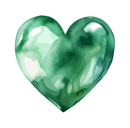 Emerald Heart Watercolor Clipart Vectorのイラスト素材