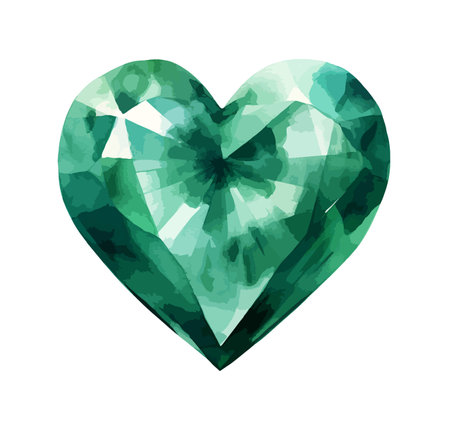 Emerald Heart Watercolor Clipart Vectorのイラスト素材
