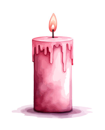 Candle Watercolor Clipart Vectorのイラスト素材