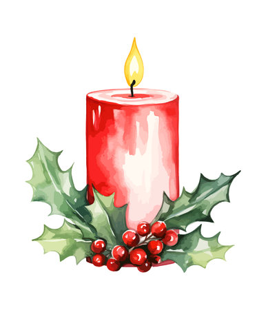 Candle Watercolor Clipart Vectorのイラスト素材