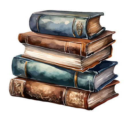 Books Watercolor Clipart Vectorのイラスト素材