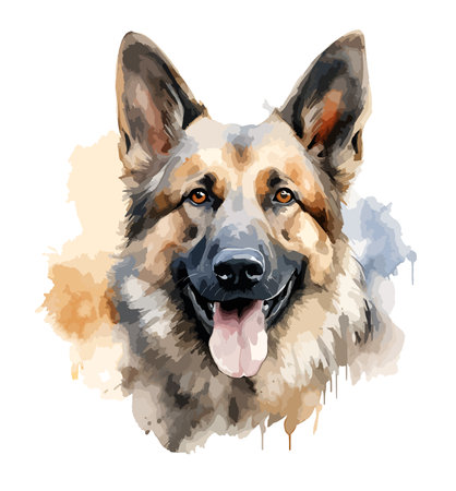 German Shepherd Dog Watercolor Clipart Vectorのイラスト素材