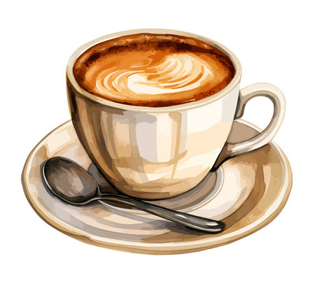 Cup of coffee Watercolor Clipart Vectorのイラスト素材