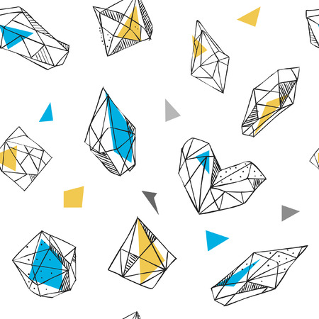 Vector seamless pattern. Hand drawn crystals on white backgroundのイラスト素材