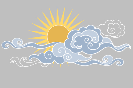 Sun in the sky. illustration. Graphic decorative elementのイラスト素材