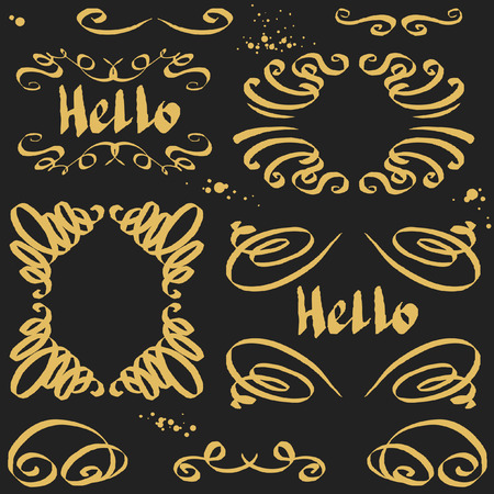 Calligraphic elements - black design elementsのイラスト素材