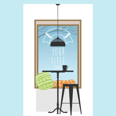 Cozy corner in cafe. Vector illustrationのイラスト素材