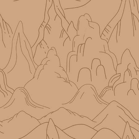 Mountain landscape in traditional oriental style. Vector seamless pattern.のイラスト素材