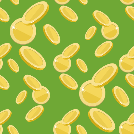 Falling golden coins. Vector seamless backgroundのイラスト素材