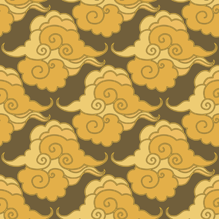 Traditional oriental ornament. Clouds on the sky. Vector seamless patternのイラスト素材