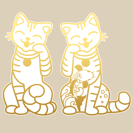 Cute maneki neko  Vector illustration in japanese styleのイラスト素材