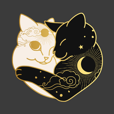 Cute hugging cats. Vector illustrationのイラスト素材