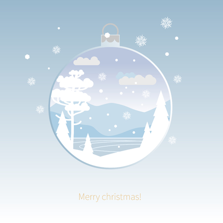 Beautiful winter landscape. Vector illustrationのイラスト素材