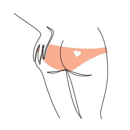 Female buttocks in panties. Vector hand drawn illustrationのイラスト素材