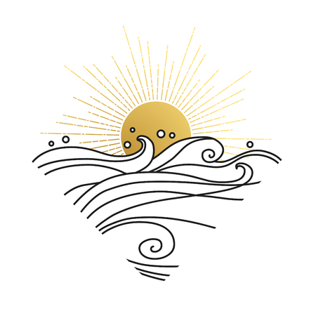 Sun and sea waves.のイラスト素材