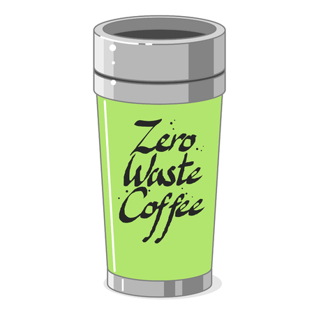 Reusable coffee cup. Vector hand drawn illustrationのイラスト素材