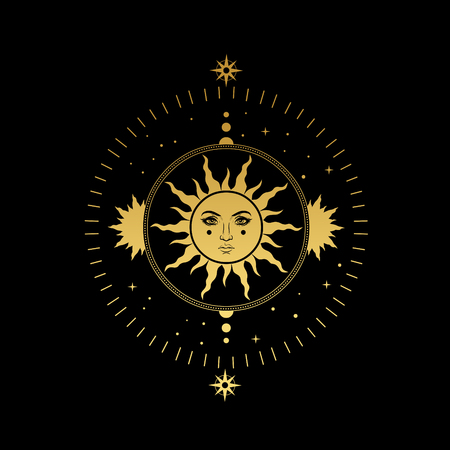 Halo. Vector illustration in vintage boho styleのイラスト素材