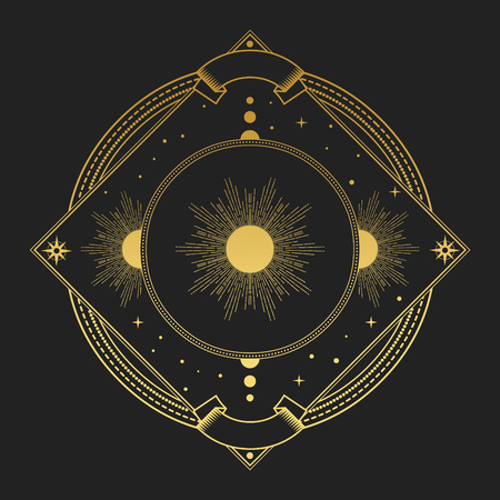 Halo. Vector illustration in vintage boho styleのイラスト素材