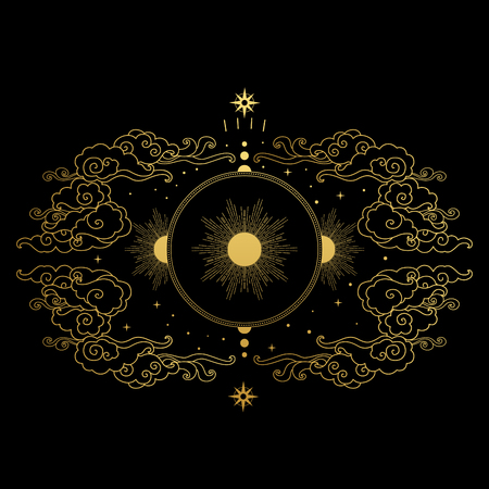 Halo. Vector illustration in vintage boho styleのイラスト素材
