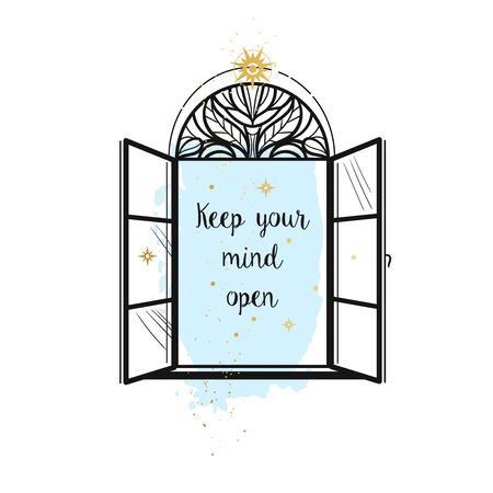 Opened window. Vector illustration with place for your textのイラスト素材