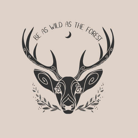 Vector round  template with deer headのイラスト素材