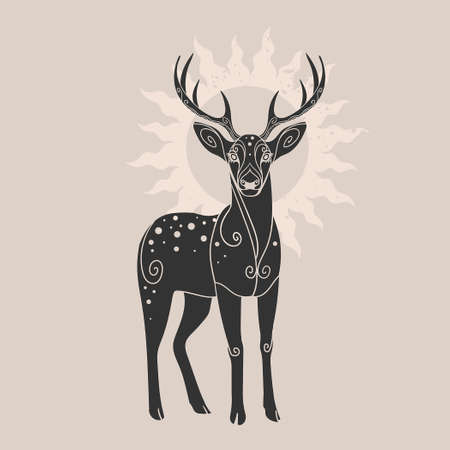 cute deer. Vector hand drawn illustrationのイラスト素材