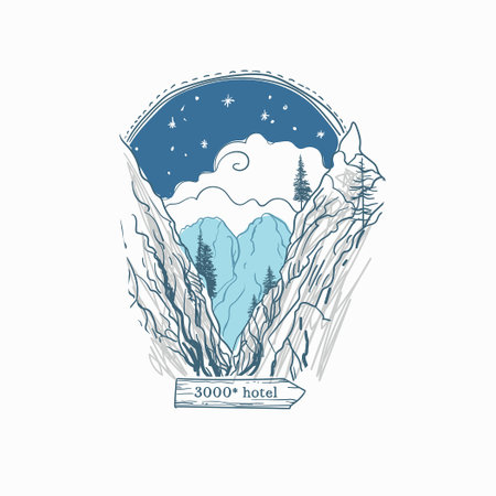 Wild rocks in the shape of a heart. Vector hand drawn illustrationのイラスト素材