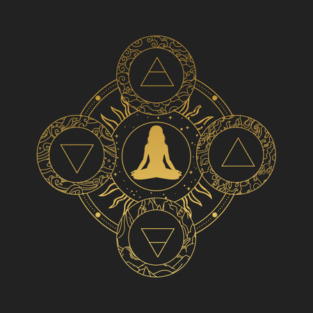 abstract diagram. Human in the circle of nature elements. vector illustrationのイラスト素材