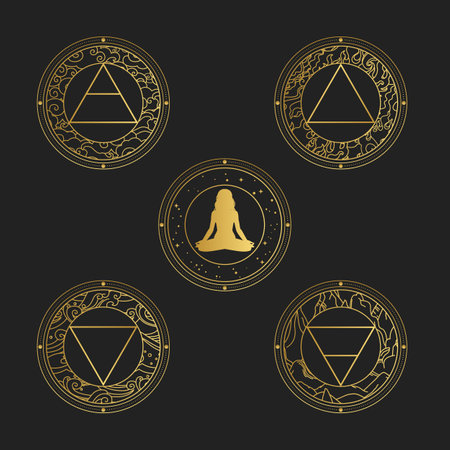 nature elements and human. vector design elementsのイラスト素材