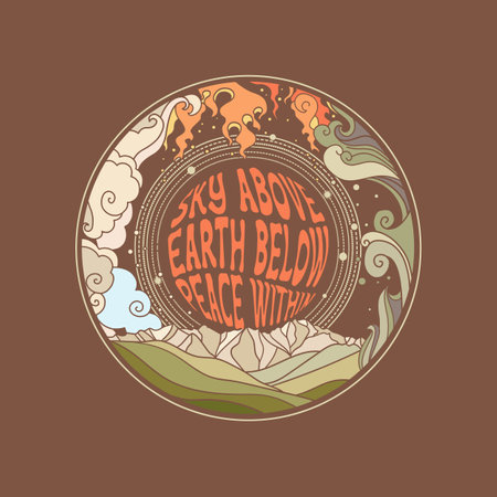 Four elements of nature. Vector illustration in retro styleのイラスト素材