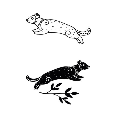 Jumping ferret. Vector hand drawn illustrationのイラスト素材