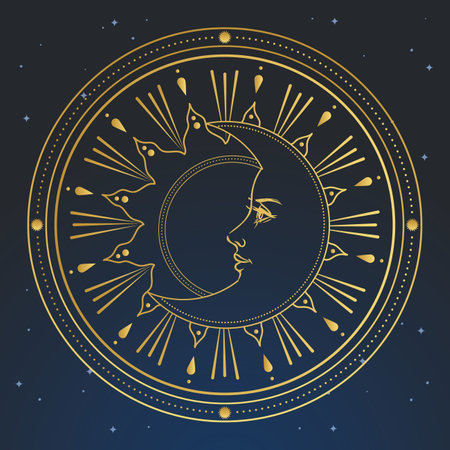 Zodiac sign Libra. Vector illustration on dark blue background.のイラスト素材