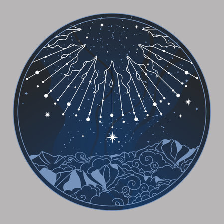 Zodiac sign Aquarius. Zodiac constellation in the starry sky. vector illustration.のイラスト素材