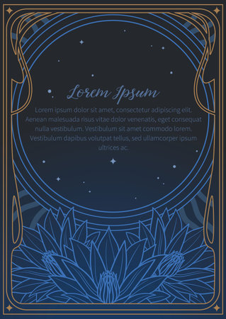 Vector illustration of blue lotus flower frame with place for your textのイラスト素材