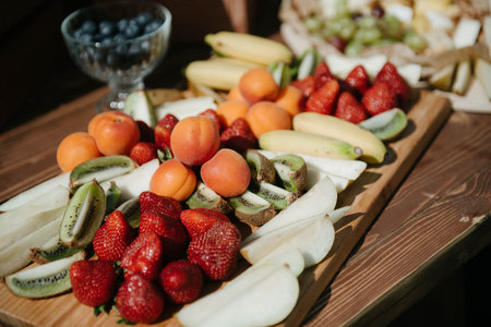 Sweet dessert table at a wedding.Cakestand at a wedding dayの写真素材