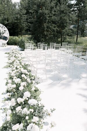 decoration and decoration of an outdoor wedding ceremonyの写真素材