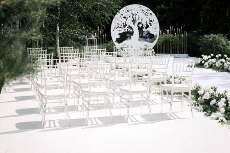 decoration and decoration of an outdoor wedding ceremonyの写真素材