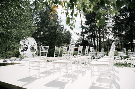 decoration and decoration of an outdoor wedding ceremony