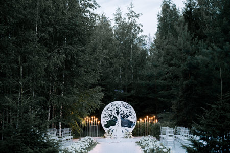 decoration and decoration of an outdoor wedding ceremony