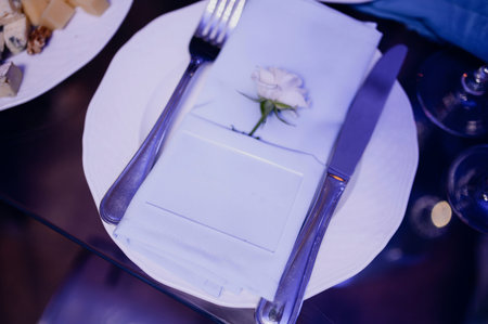 Table decoration on the wedding day close up