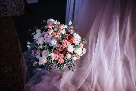 Festive and solemn decoration of the banquet room on the wedding day