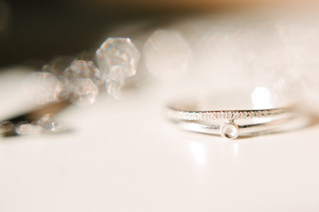 Wedding rings close-up macro shot.Wedding rings bride and groom