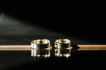 Wedding rings close-up macro shot.