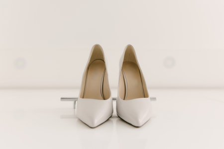 Wedding festive brides shoes close up
