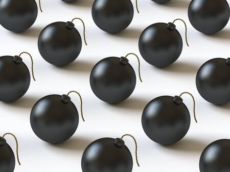 The bomb lies on a white surface, it is done in 3dの写真素材