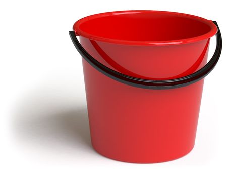 bucket on a white surfaceの写真素材