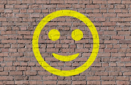 Smile on brick seamless wallの写真素材